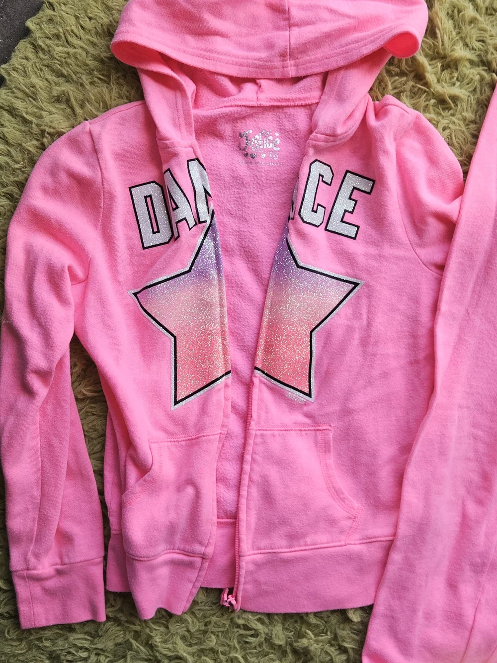 Justice Neon Pink 'Dance' Hoodie & Sweatpants Set with Star Graphics